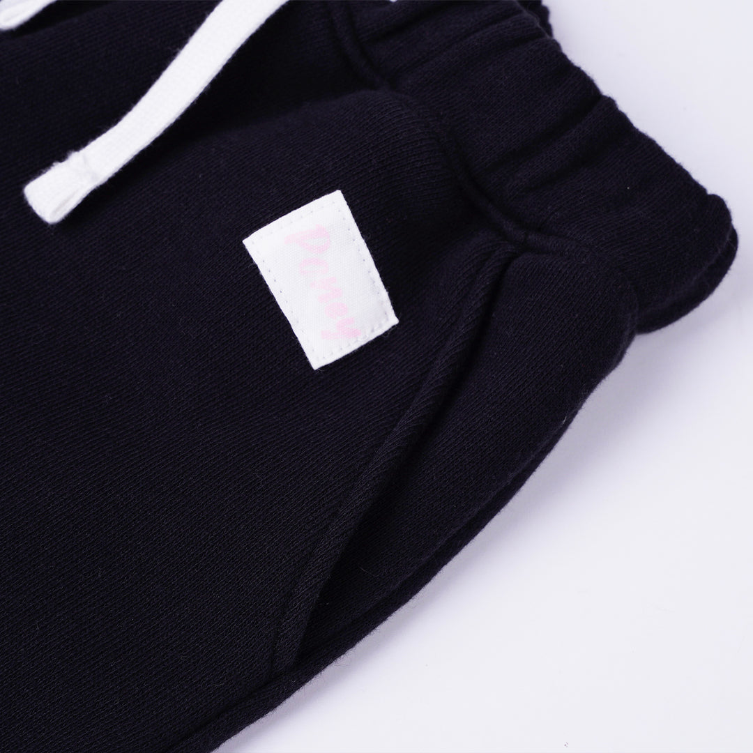 Poney Girls Black Jogger Pants with Drawstring