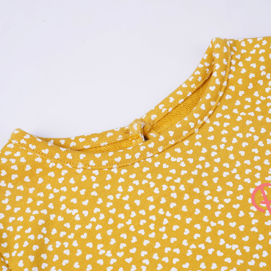 Poney Girls Yellow Oversized Cropped Short Sleeve Tee