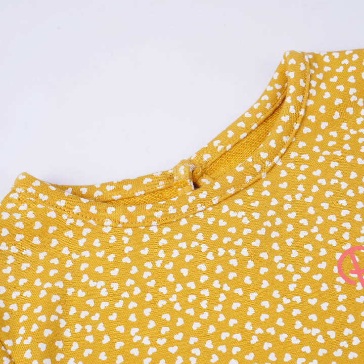 Poney Girls Yellow Oversized Cropped Short Sleeve Tee