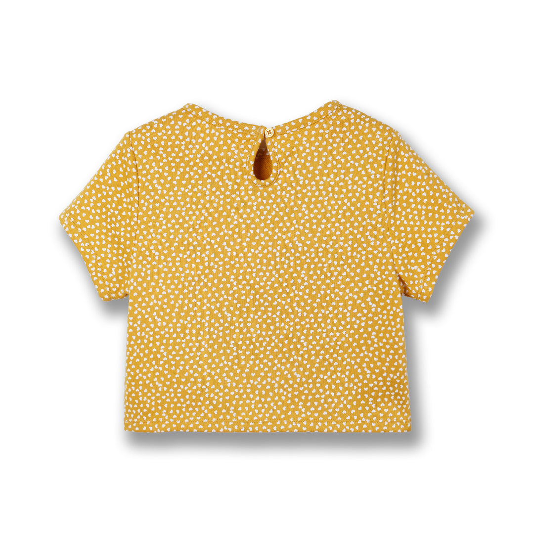 Poney Girls Yellow Oversized Cropped Short Sleeve Tee