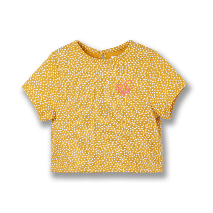 Poney Girls Yellow Oversized Cropped Short Sleeve Tee