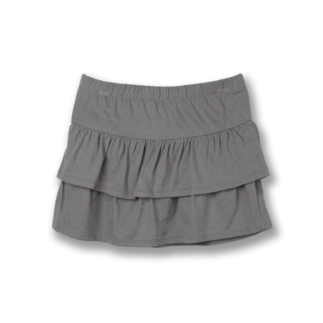 Poney Girls Army Green Ruffled Short Skirt