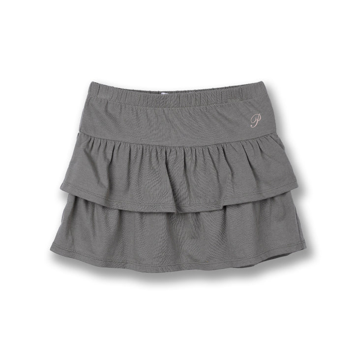 Poney Girls Army Green Ruffled Short Skirt