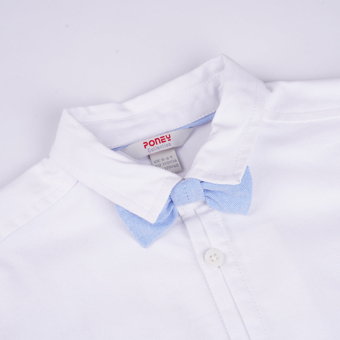 Poney Boys White Oxford Long Sleeve Shirt with Bow Tie