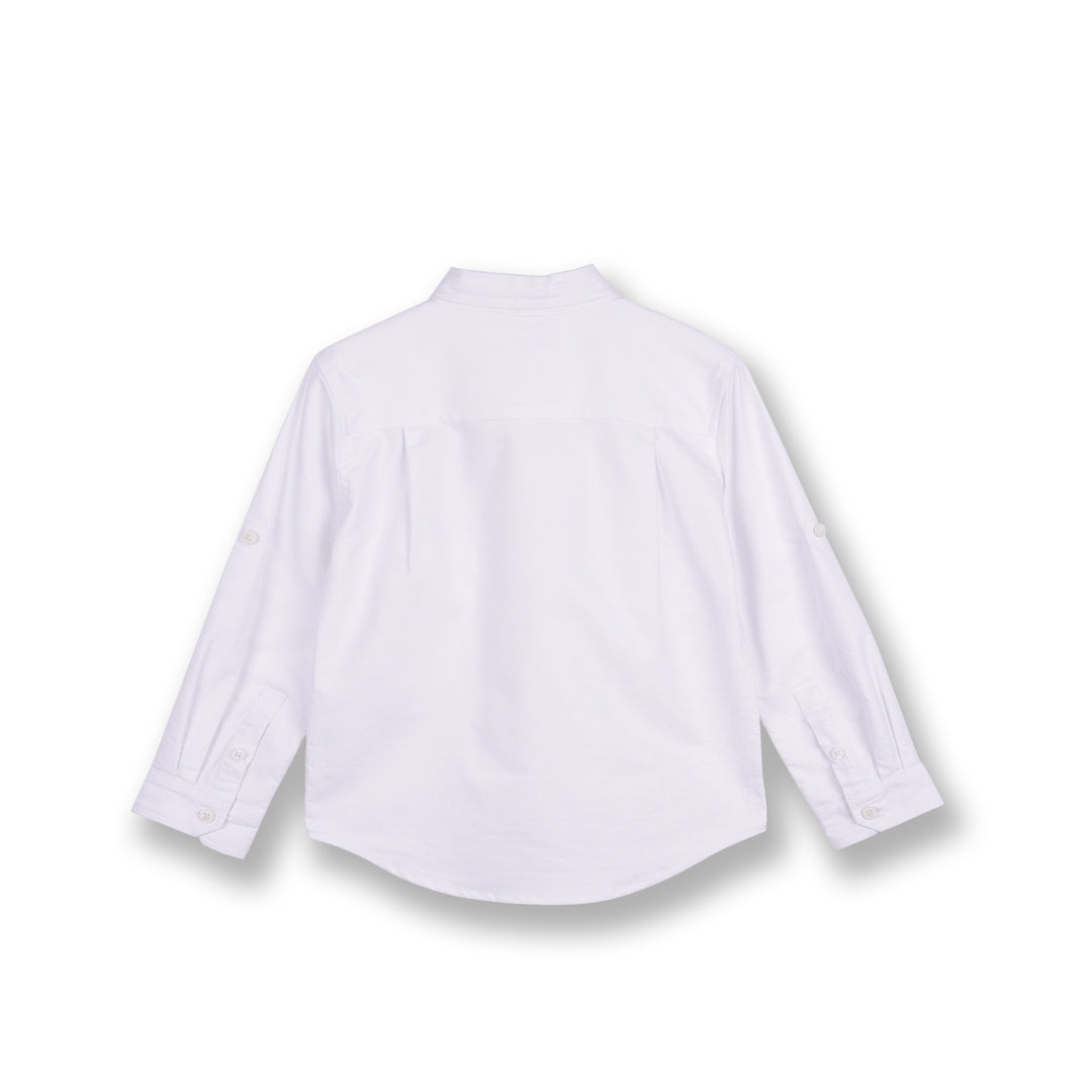 Poney Boys White Oxford Long Sleeve Shirt with Bow Tie