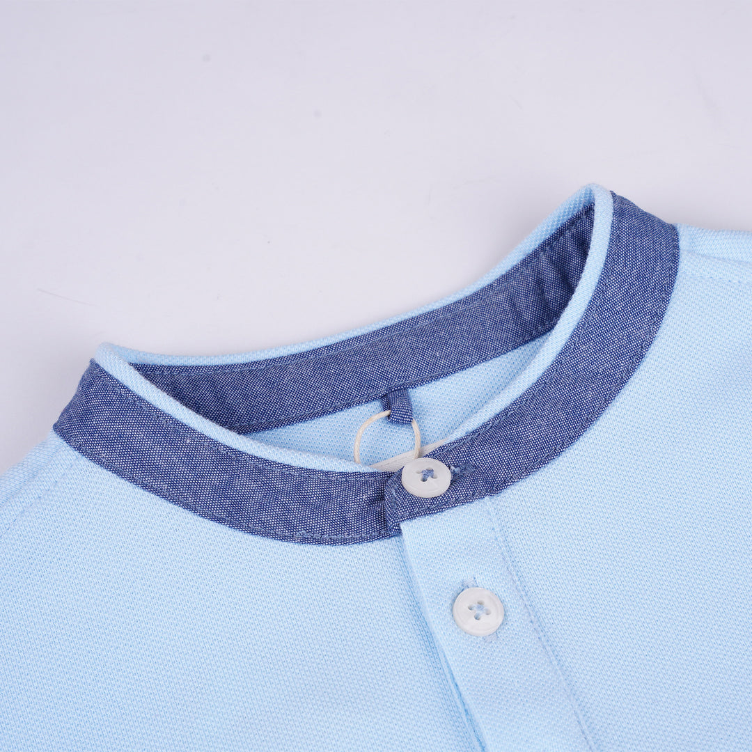 Poney Boys Blue Henley Collar Short Sleeve Tee