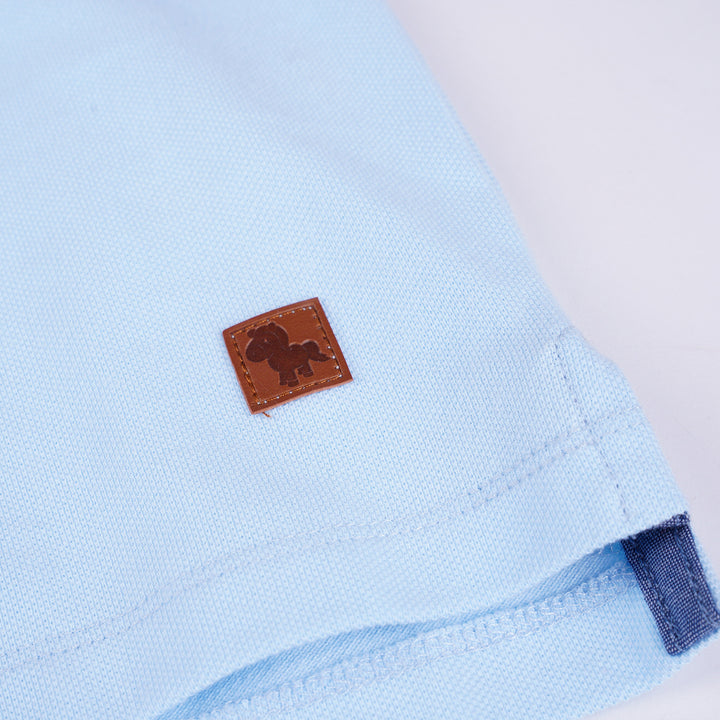 Poney Boys Blue Henley Collar Short Sleeve Tee