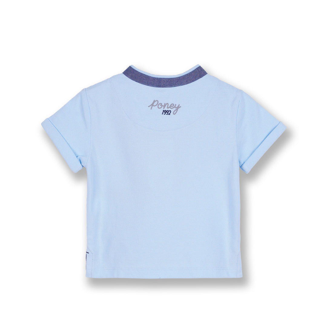 Poney Boys Blue Henley Collar Short Sleeve Tee