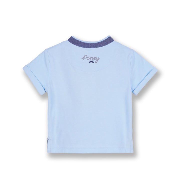 Poney Boys Blue Henley Collar Short Sleeve Tee