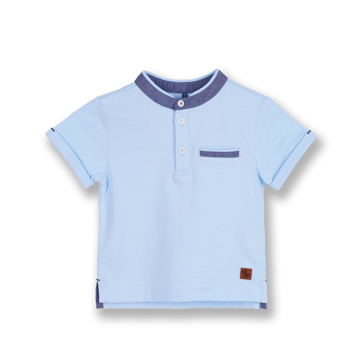 Poney Boys Blue Henley Collar Short Sleeve Tee