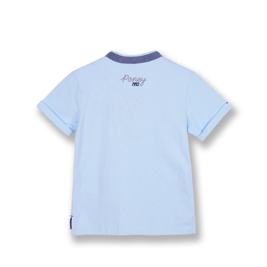 Poney Boys Blue Henley Collar Short Sleeve Tee
