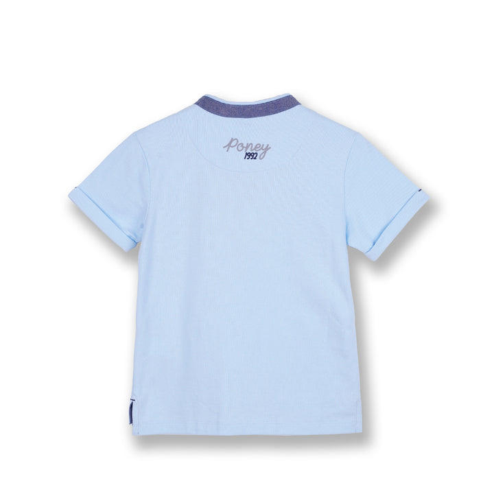 Poney Boys Blue Henley Collar Short Sleeve Tee