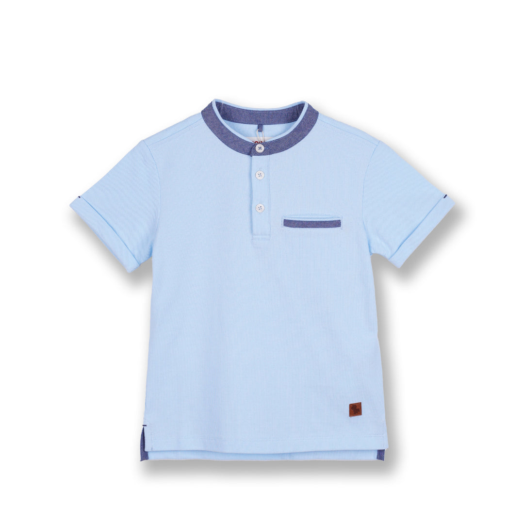 Poney Boys Blue Henley Collar Short Sleeve Tee