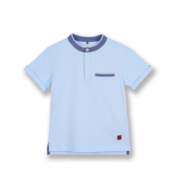 Poney Boys Blue Henley Collar Short Sleeve Tee