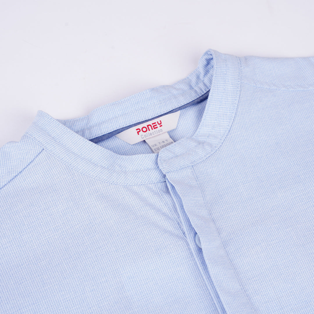 Poney Boys Blue Stand-up Collared Long Sleeve Shirt