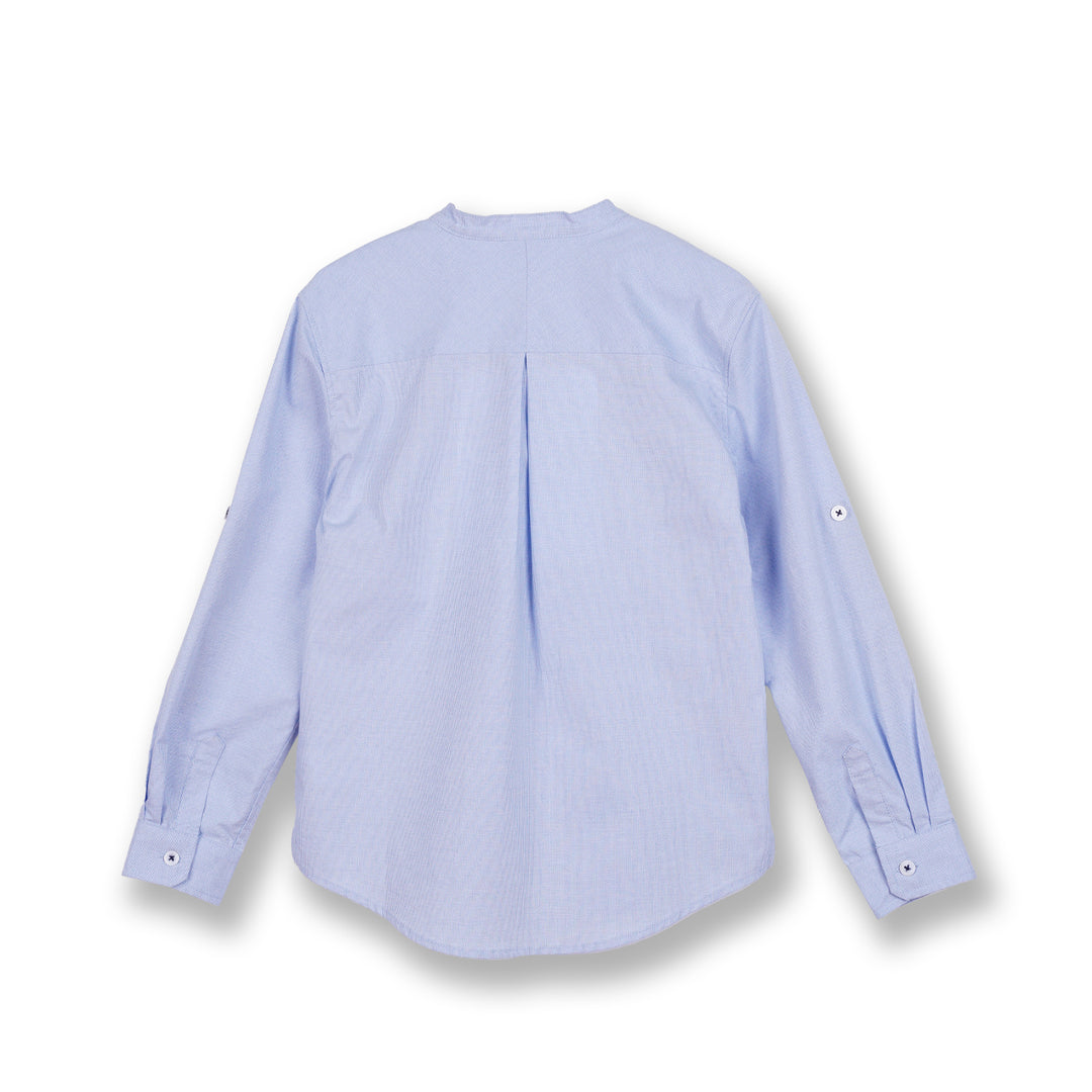 Poney Boys Blue Stand-up Collared Long Sleeve Shirt