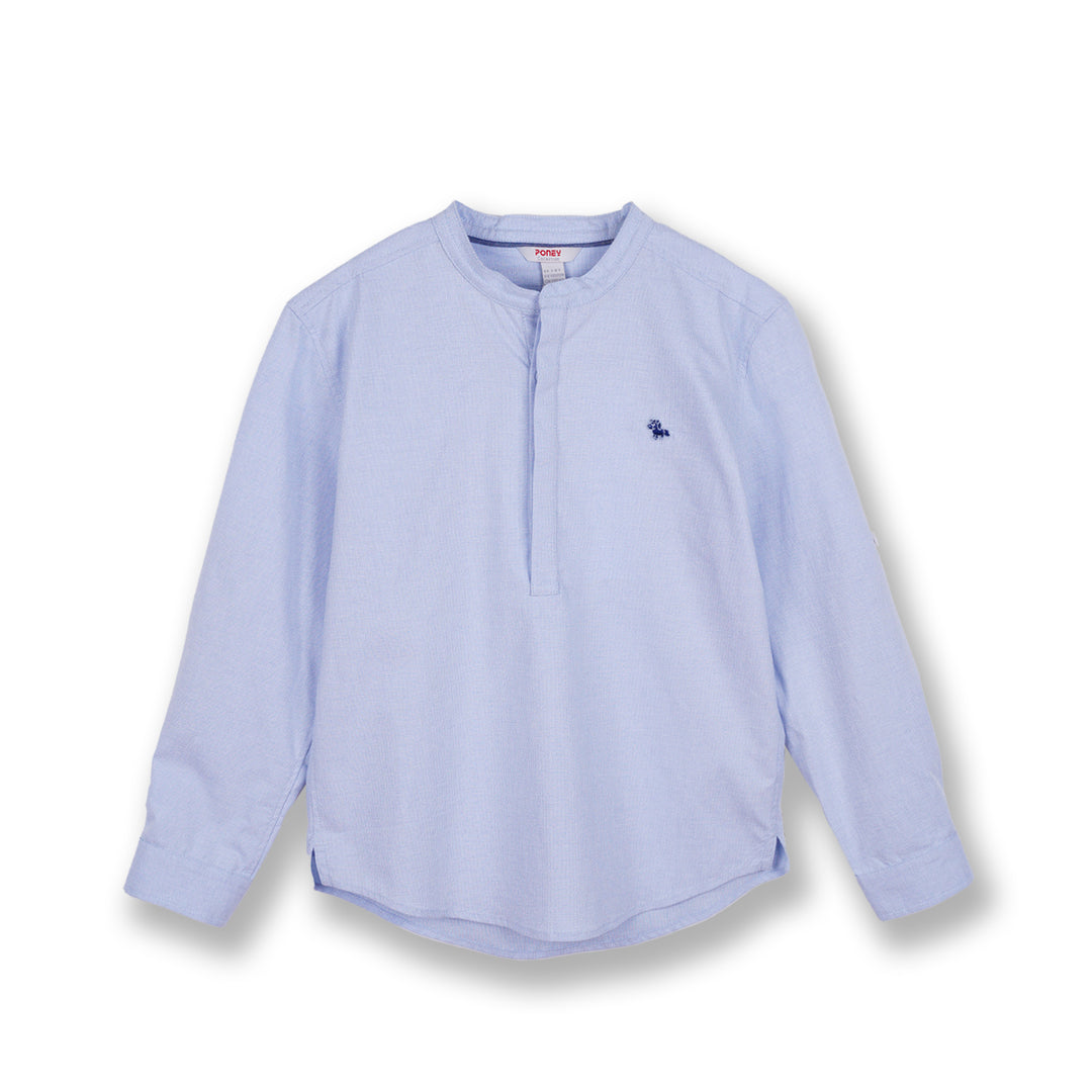 Poney Boys Blue Stand-up Collared Long Sleeve Shirt
