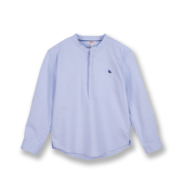 Poney Boys Blue Stand-up Collared Long Sleeve Shirt