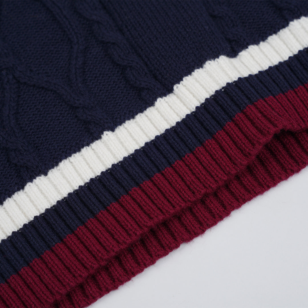 Poney Boys Navy Oversized Cable Knit Vest