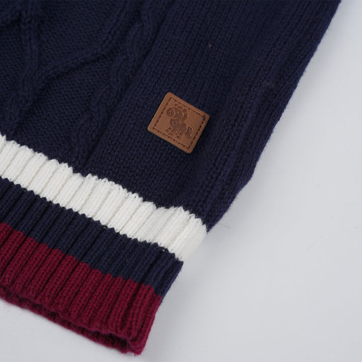 Poney Boys Navy Oversized Cable Knit Vest