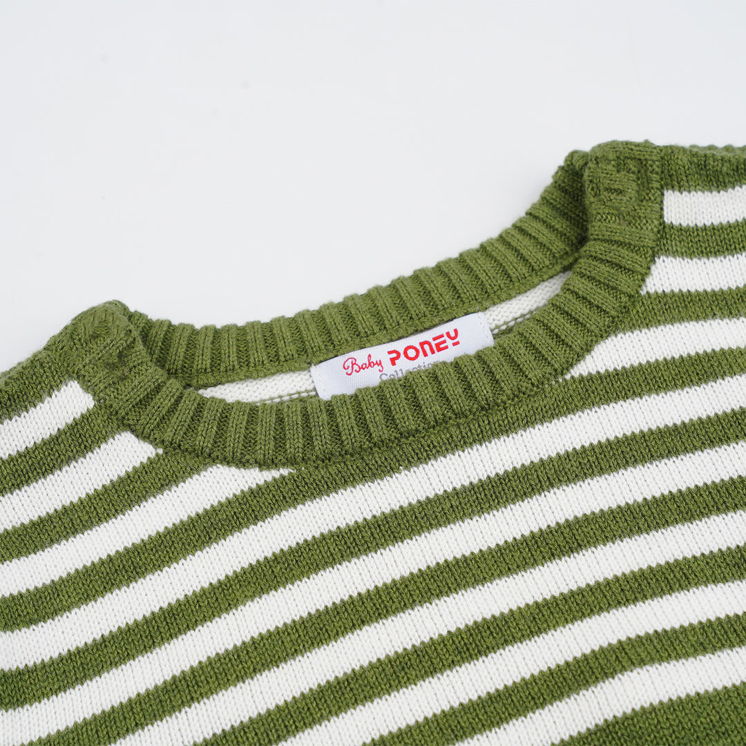 Poney Boys Green Striped Sweatshirt