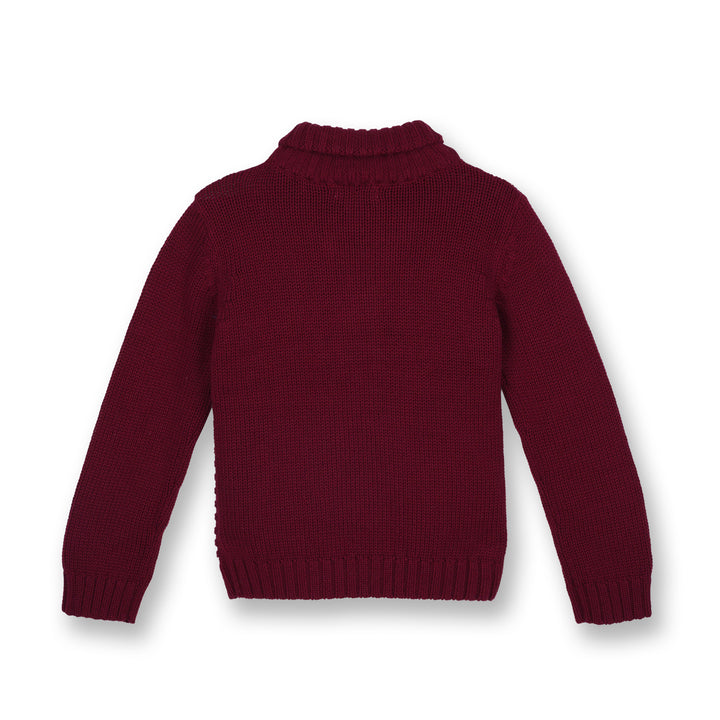Poney Boys Red Cable Knit Sweater