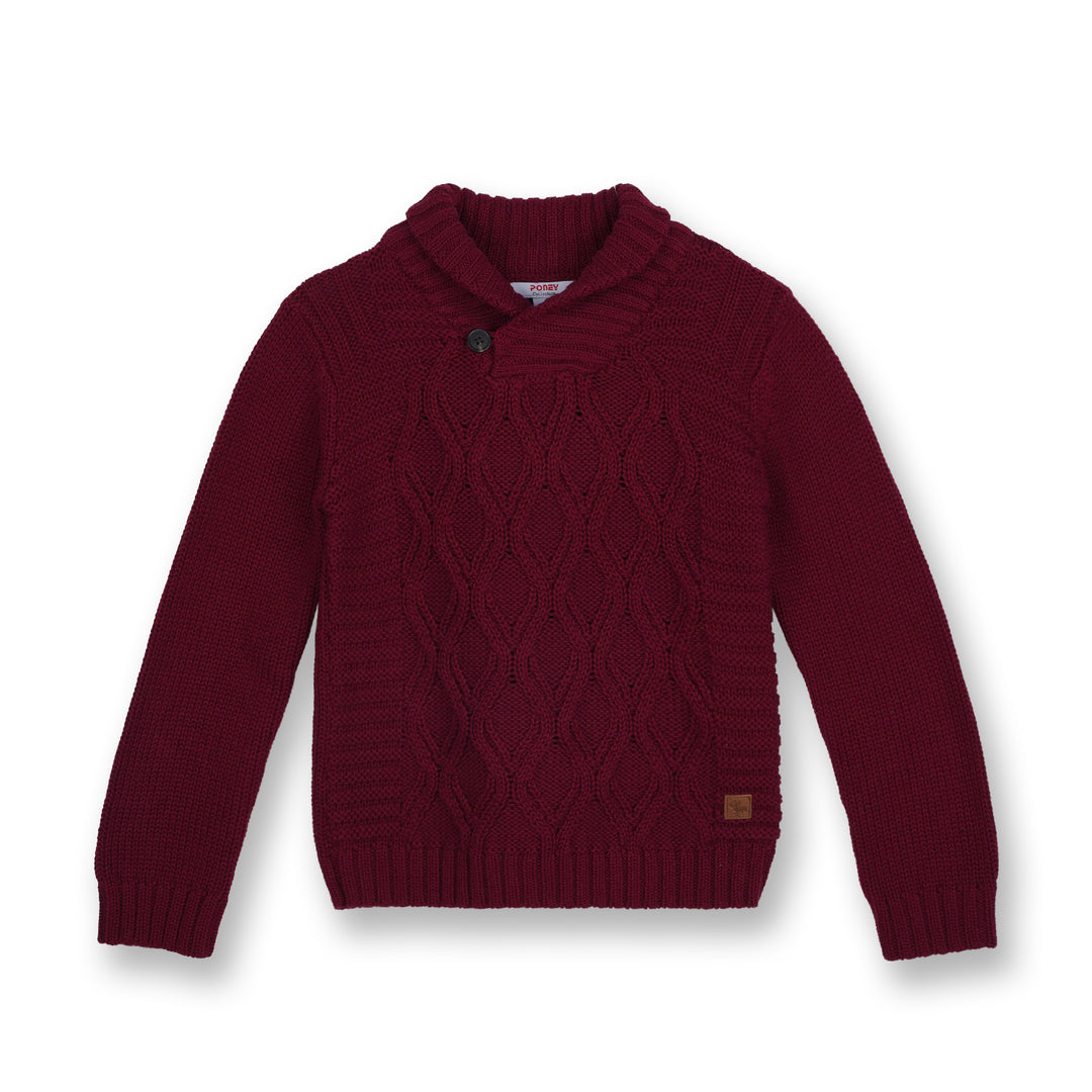 Poney Boys Red Cable Knit Sweater