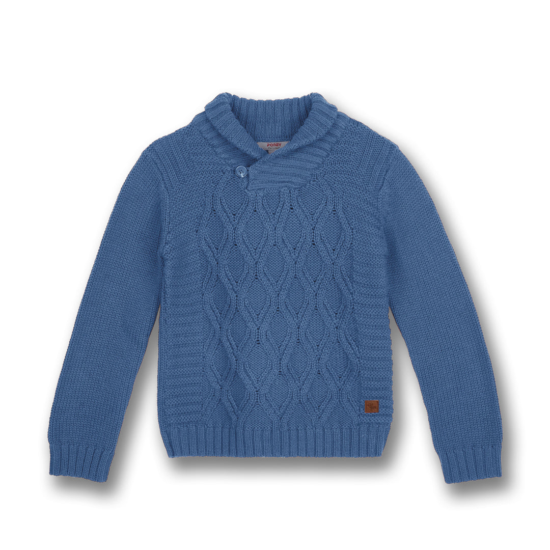 Poney Boys Blue Cable Knit Sweater – Poney Group - Main Image
