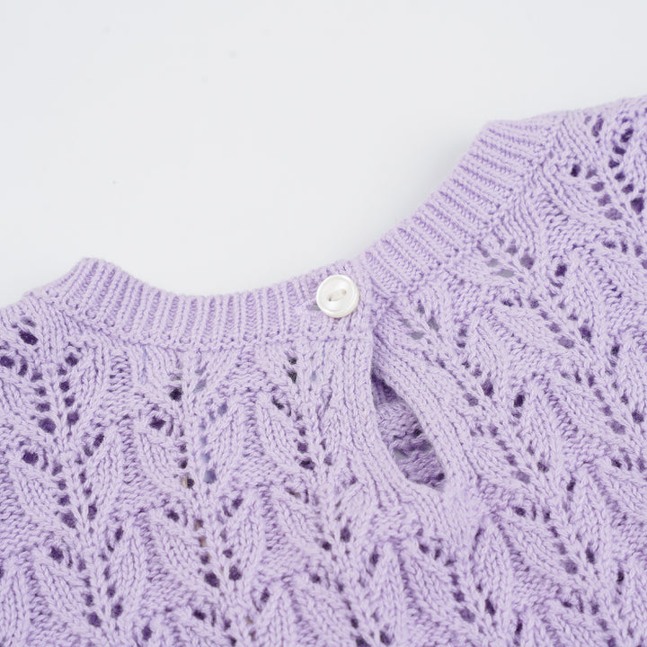 Poney Girls Light Purple Sleeveless Pointelle Sweater