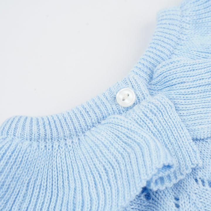 Poney Girls Light Blue Short Sleeve Pointelle Sweater