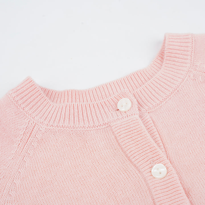 Poney Girls Light Pink Ruffled Hem Cardigan