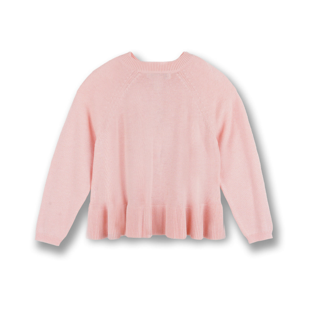 Poney Girls Light Pink Ruffled Hem Cardigan