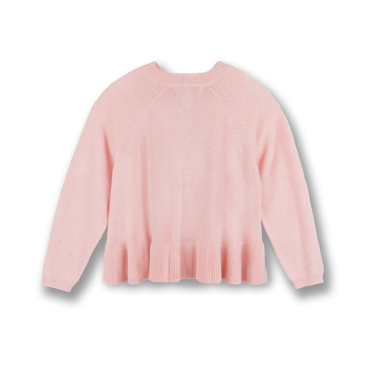 Poney Girls Light Pink Ruffled Hem Cardigan