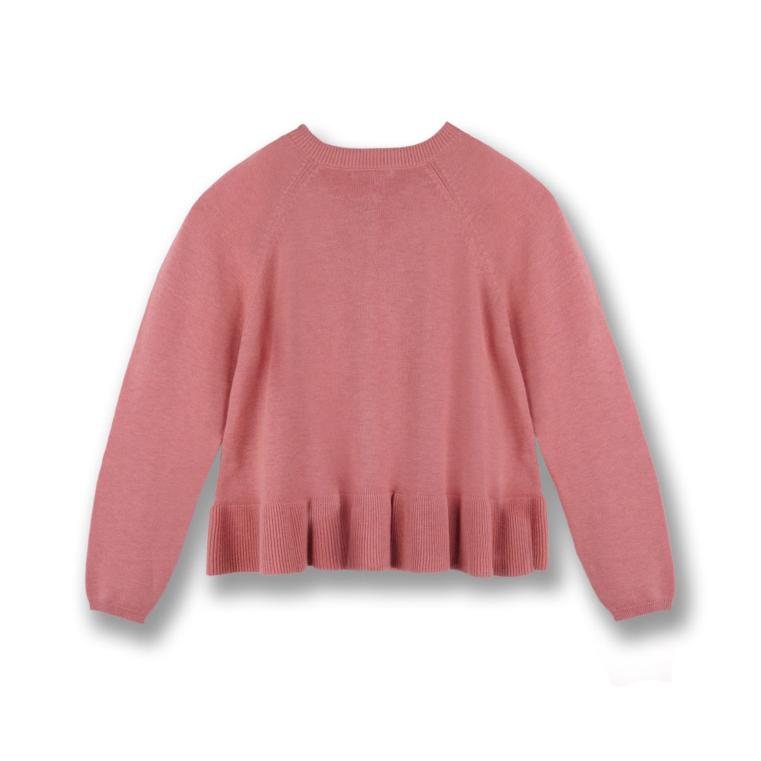 Poney Girls Pink Ruffled Hem Cardigan