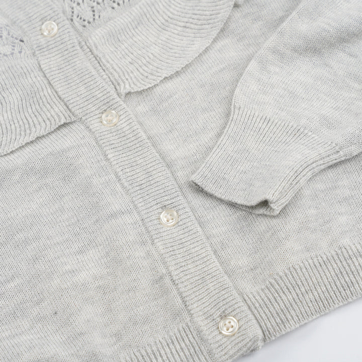Poney Girls Light Grey Pointelle Cardigan