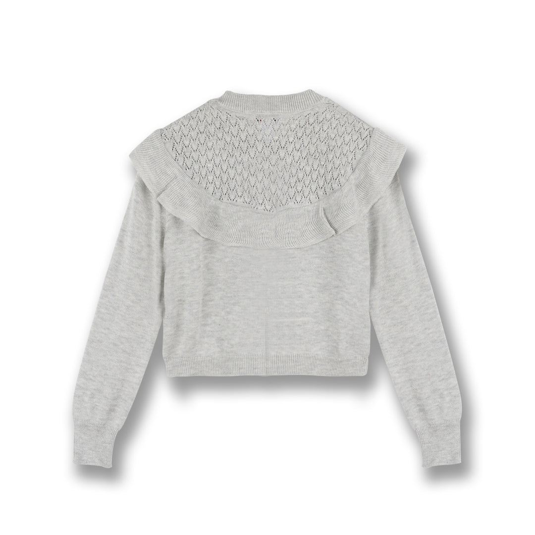Poney Girls Light Grey Pointelle Cardigan
