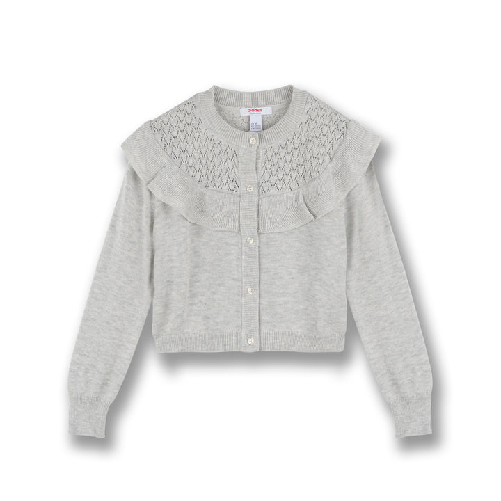 Poney Girls Light Grey Pointelle Cardigan