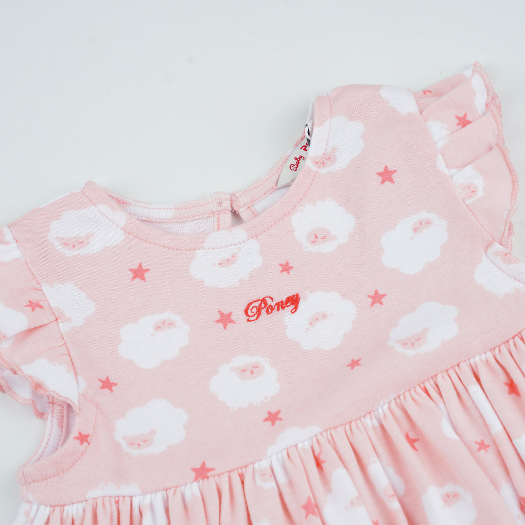 Poney Girls Light Pink Starry Sheep Sleeveless Dress