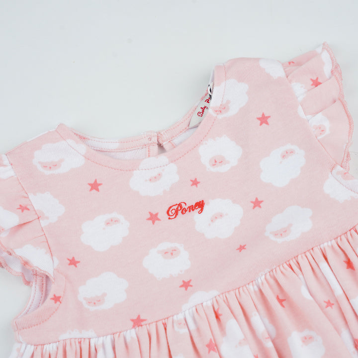 Poney Girls Light Pink Starry Sheep Sleeveless Dress