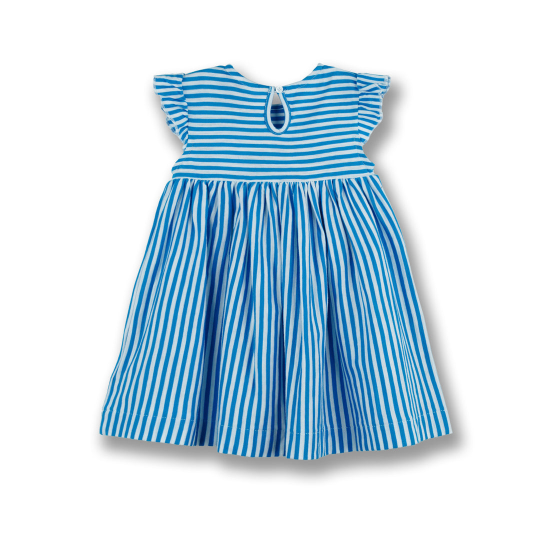 Poney Girls Blue Crystal Teal Striped Sleeveless Dress