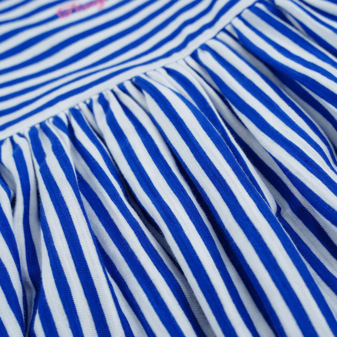Poney Girls Navy Midnight Sail Striped Sleeveless Dress