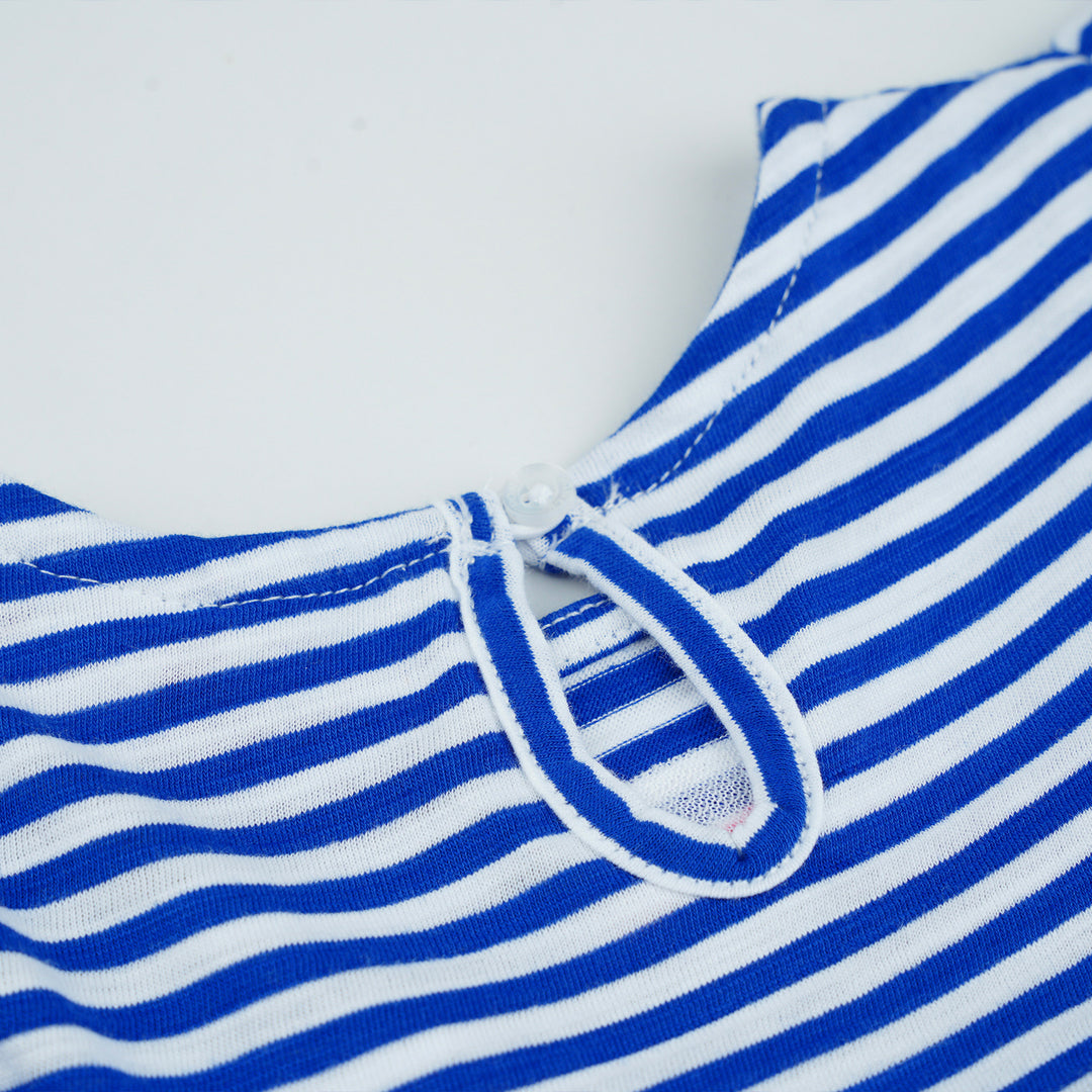 Poney Girls Navy Midnight Sail Striped Sleeveless Dress