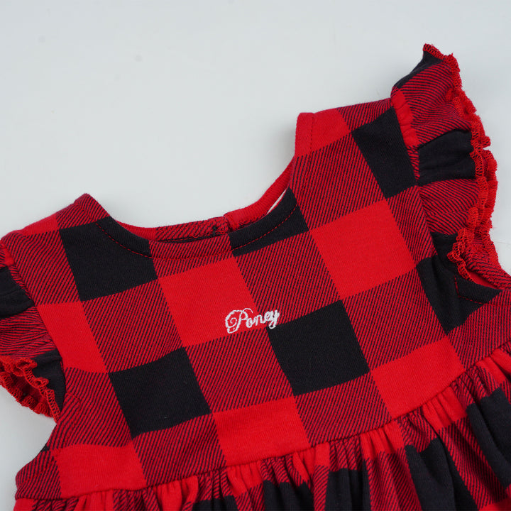 Poney Girls Red Checks Sleeveless Dress