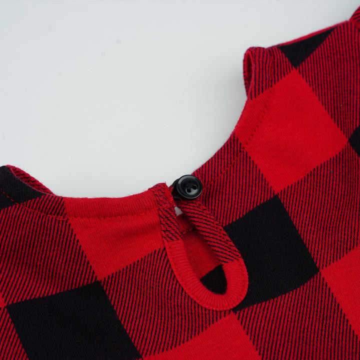 Poney Girls Red Checks Sleeveless Dress