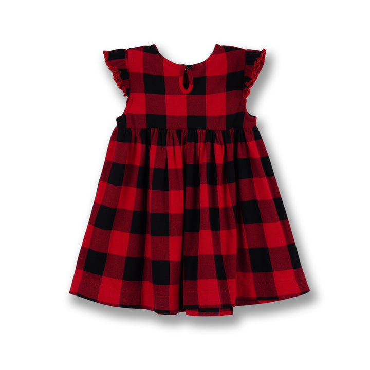 Poney Girls Red Checks Sleeveless Dress