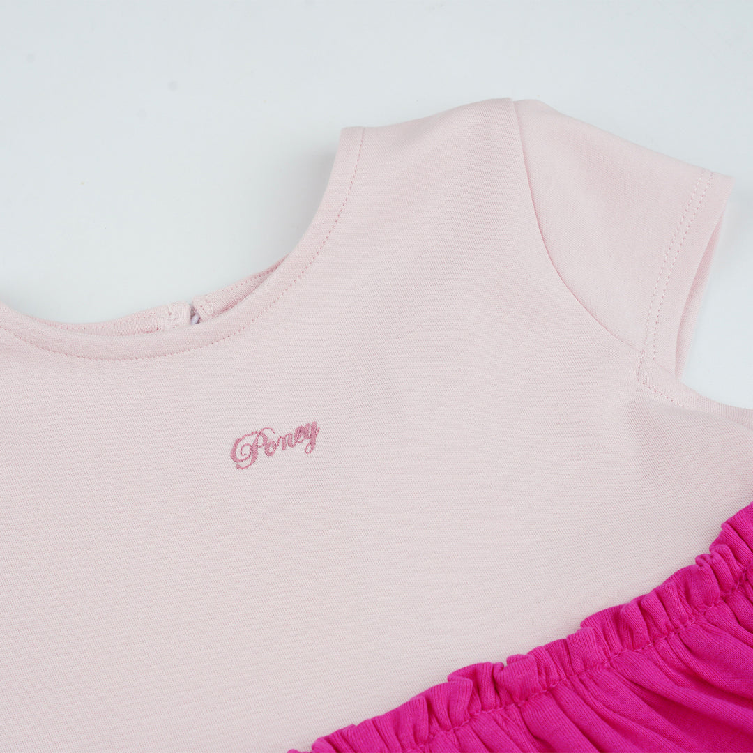 Poney Girls Fuchsia Cheeky Pink Short Sleeve Dress
