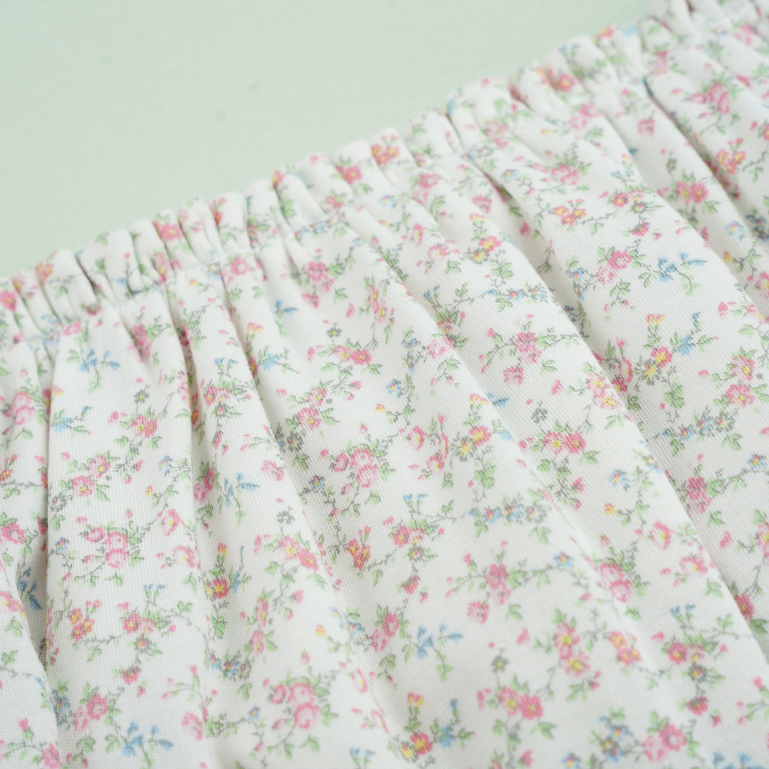 Poney Girls Light Green Tint Floral Short Sleeve Dress