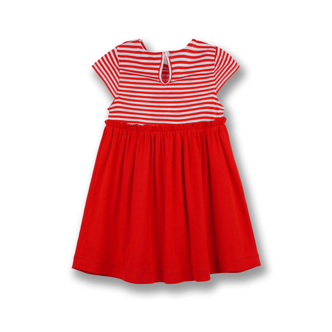 Poney Girls Red True Striped Short Sleeve Dress