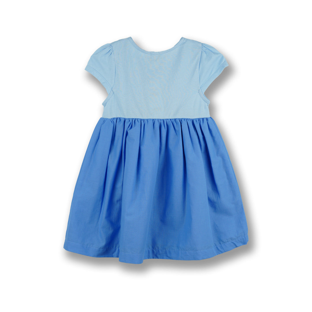 Poney Girls Blue Gathered Detail Short Sleeve Dress