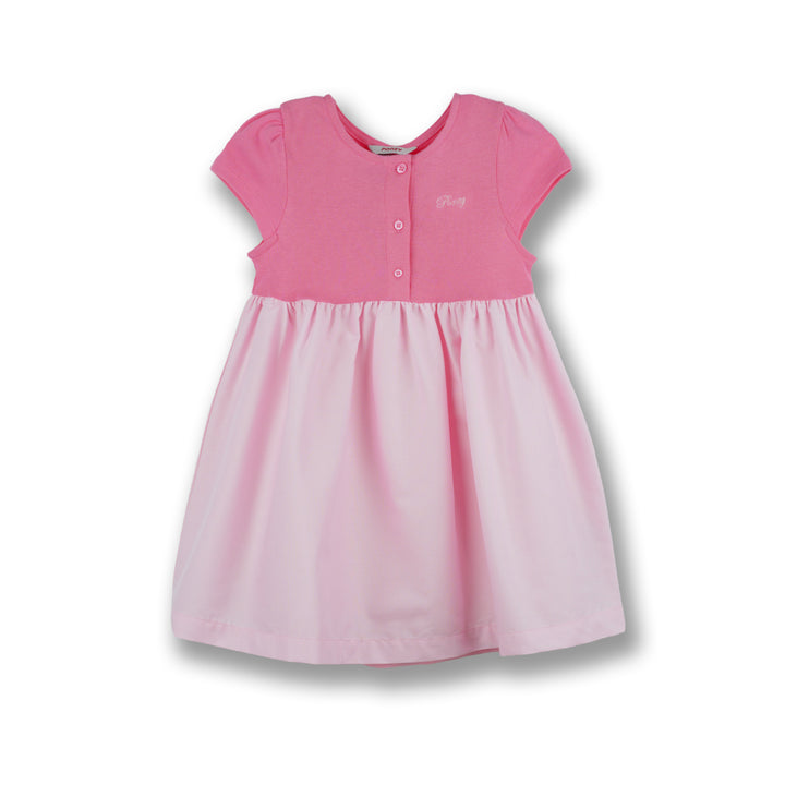 Poney Girls Pink Gathered Detail Short Sleeve Dress
